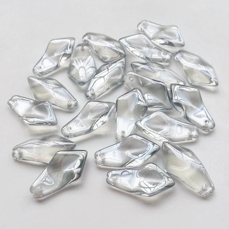 

20 Pieces/lot 12x24mm 04# Grey Color Czech Glass Flower Beads Sew On Rhinestones Glass Stone DIY Jewelry Accessories Findings