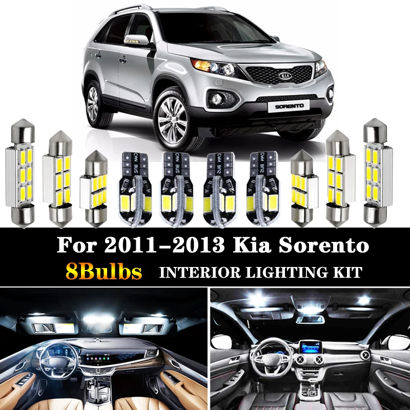 Комплект из 8 светодиодных ламп для салосветильник Kia Sorento T10, 2011-2013, 31 мм, 39 мм
Комплект из 8 светодиодных ламп для салосветильник Kia Sorento T10, 2011-2013, 31 мм, 39 мм