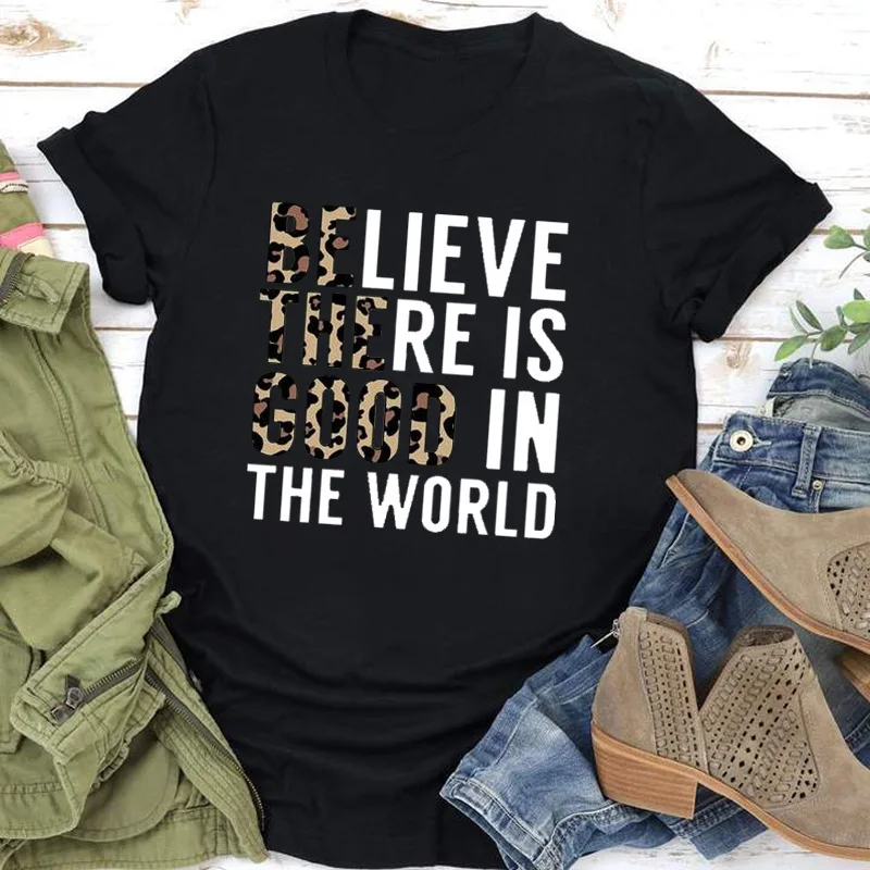 BELIEVE GOOD IN Leopard Print Women T Shirt Short Sleeve O Neck Loose Women Tshirt Ladies Tee Shirt Tops Clothes Camisetas Mujer
BELIEVE GOOD IN Leopard Print Women T Shirt Short Sleeve O Neck Loose Women Tshirt Ladies Tee Shirt Tops Clothes Camisetas Mujer