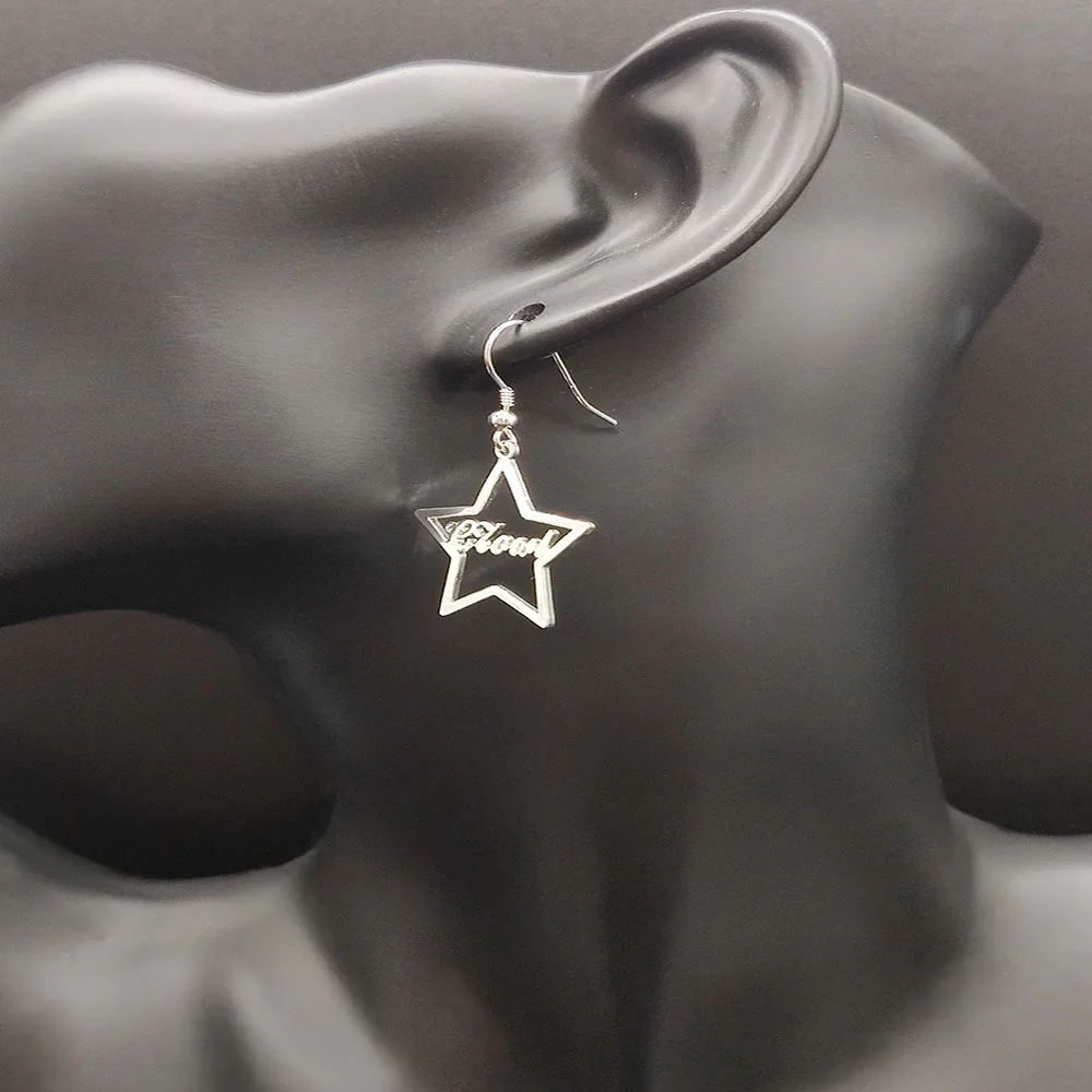 Custom Name Earrings Personality Stainless Steel Five-pointed Star Letter Pendant Fashion Letter Jewelry Earrings Gift for Women
Custom Name Earrings Personality Stainless Steel Five-pointed Star Letter Pendant Fashion Letter Jewelry Earrings Gift for Women
