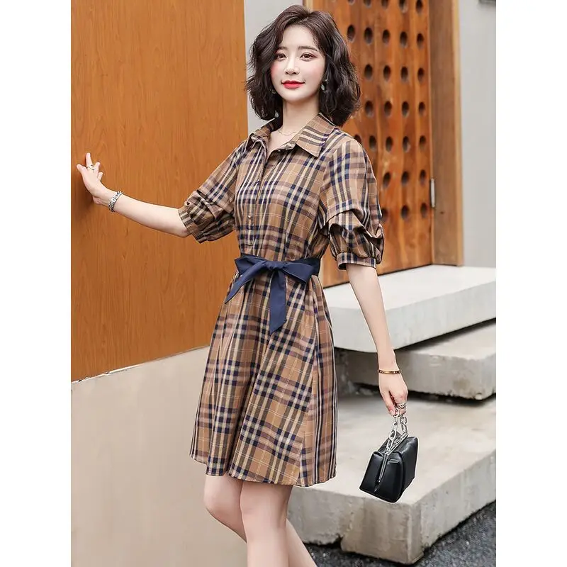Plaid Shirt Collar French Fashion English Style Dress Small Foreign Style 2021 Summer New
Plaid Shirt Collar French Fashion English Style Dress Small Foreign Style 2021 Summer New