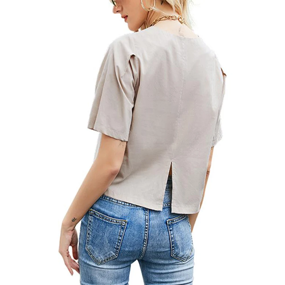 Woman Tshirts 2021 Hot Fashion Casual Women Khaki Solid Color O-Neck Cotton Woman Tshirts V-neck Half Sleeve
Woman Tshirts 2021 Hot Fashion Casual Women Khaki Solid Color O-Neck Cotton Woman Tshirts V-neck Half Sleeve