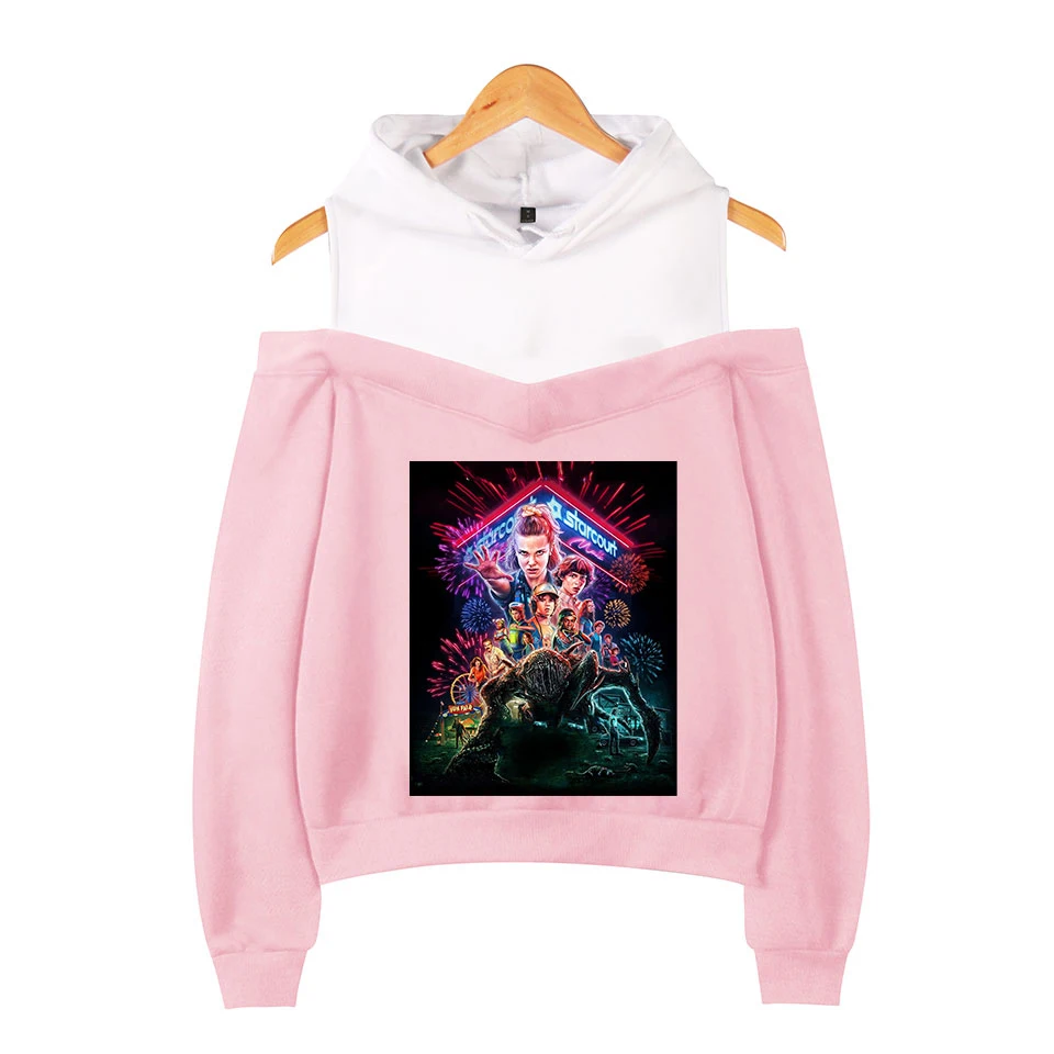 Hot TV Series Stranger Things Strapless Hoodies Pink top Stranger Things Open-shouldered Fashion Women /Girls Sexy Hoodies
Hot TV Series Stranger Things Strapless Hoodies Pink top Stranger Things Open-shouldered Fashion Women /Girls Sexy Hoodies