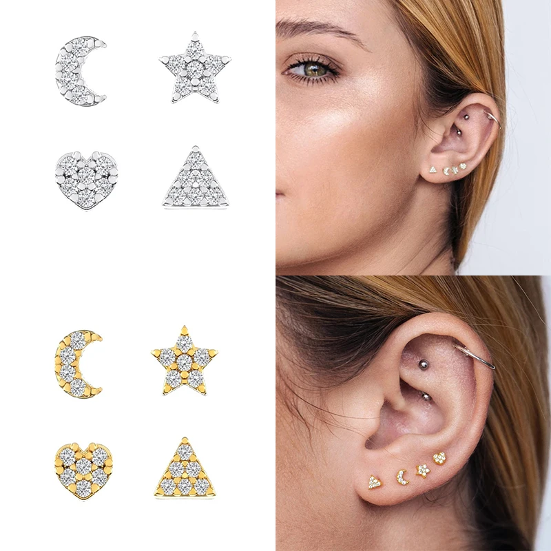 ROXI 4Pcs/Set Moon Star Heart Triangle Stud Earrings for Women 925 Sterling Silver Earrings Jewelry Wedding Earing Pendientes
ROXI 4Pcs/Set Moon Star Heart Triangle Stud Earrings for Women 925 Sterling Silver Earrings Jewelry Wedding Earing Pendientes