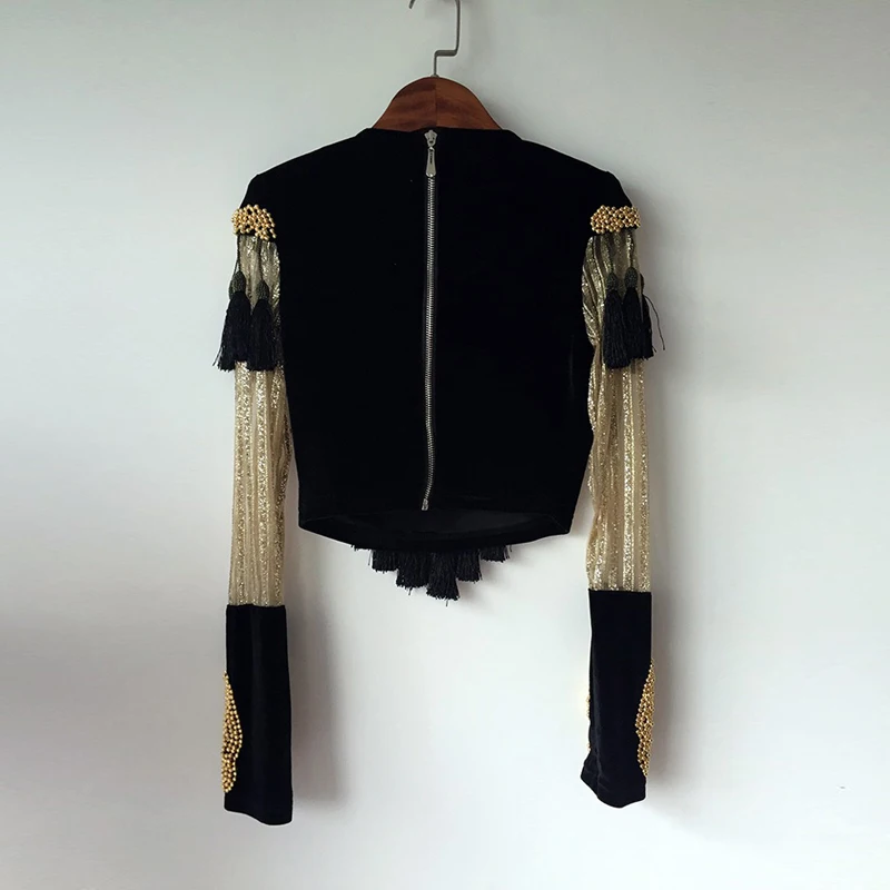 Designer HIGH QUALITY Newest Fashion Women's Long Sleeve Luxury Handwork Beading Tassel Crop Top Tee Shirt
Designer HIGH QUALITY Newest Fashion Women's Long Sleeve Luxury Handwork Beading Tassel Crop Top Tee Shirt