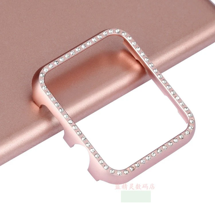 Aluminum Bling Crystal Diamond Cover For Apple Watch Case band series 6 5 4 40 44 Metal Alloy for iwatch se 3 2 1 shell 38 42mm | Наручные