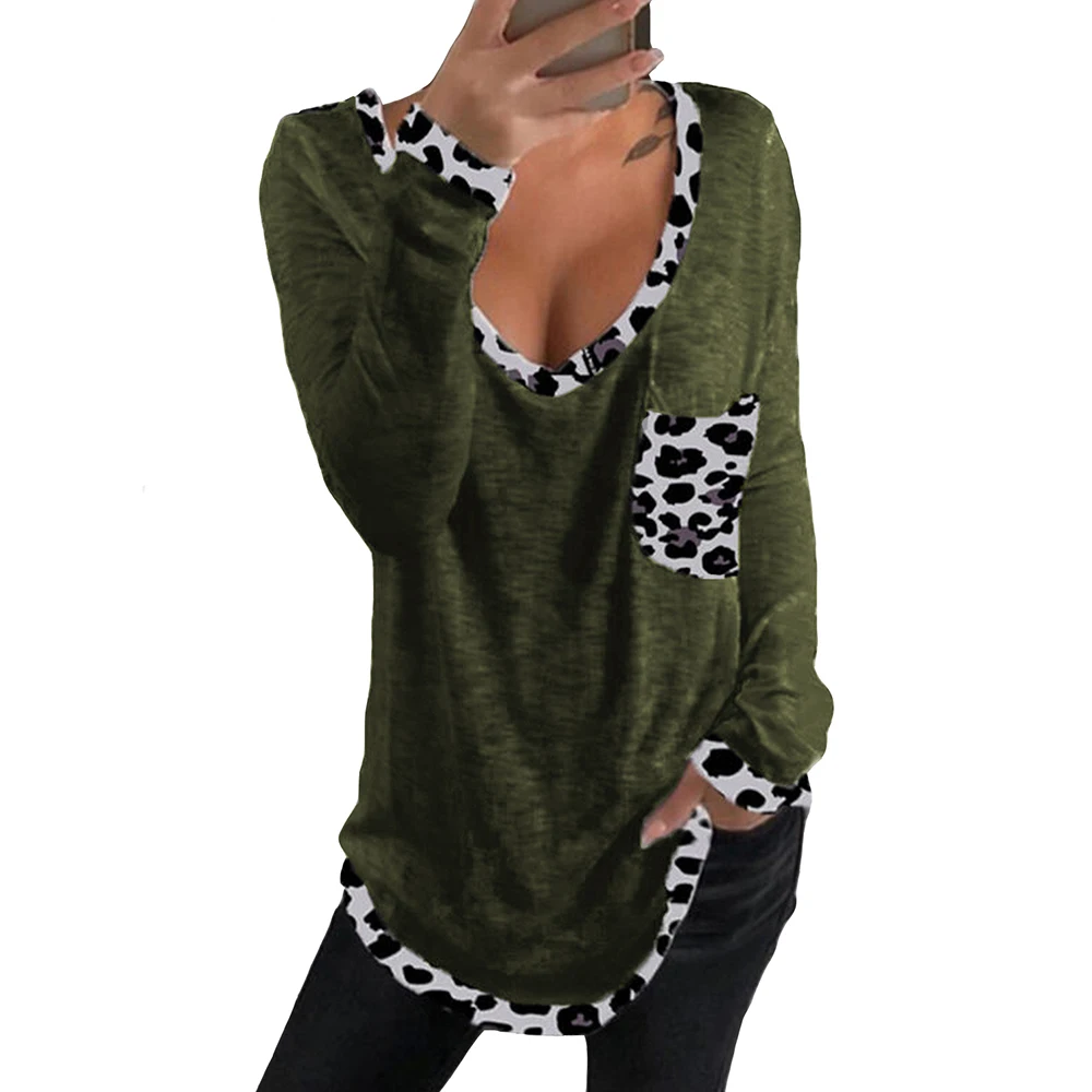 Sexy V Neck T Shirt Women Leopard Print Patchwork Long Sleeve V Neck T-Shirt Women Clothing Loose T Shirt Female Casual Tops
Sexy V Neck T Shirt Women Leopard Print Patchwork Long Sleeve V Neck T-Shirt Women Clothing Loose T Shirt Female Casual Tops