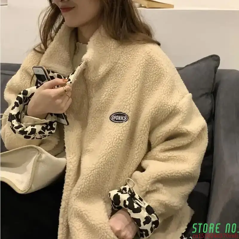 Double-sided lamb velvet cotton jacket leopard print jacket female student Korean loose stand-up collar windbreaker winter
Double-sided lamb velvet cotton jacket leopard print jacket female student Korean loose stand-up collar windbreaker winter