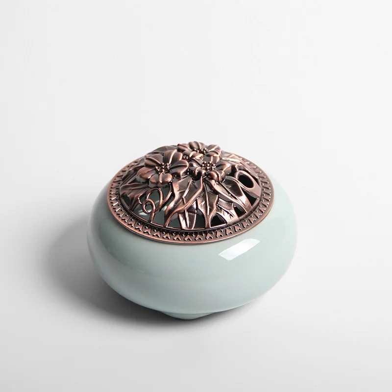 Aromatherapy stove ceramic handmade antique copper cover back incense burner backfloow budda decorativo Incense Burner | Дом и сад