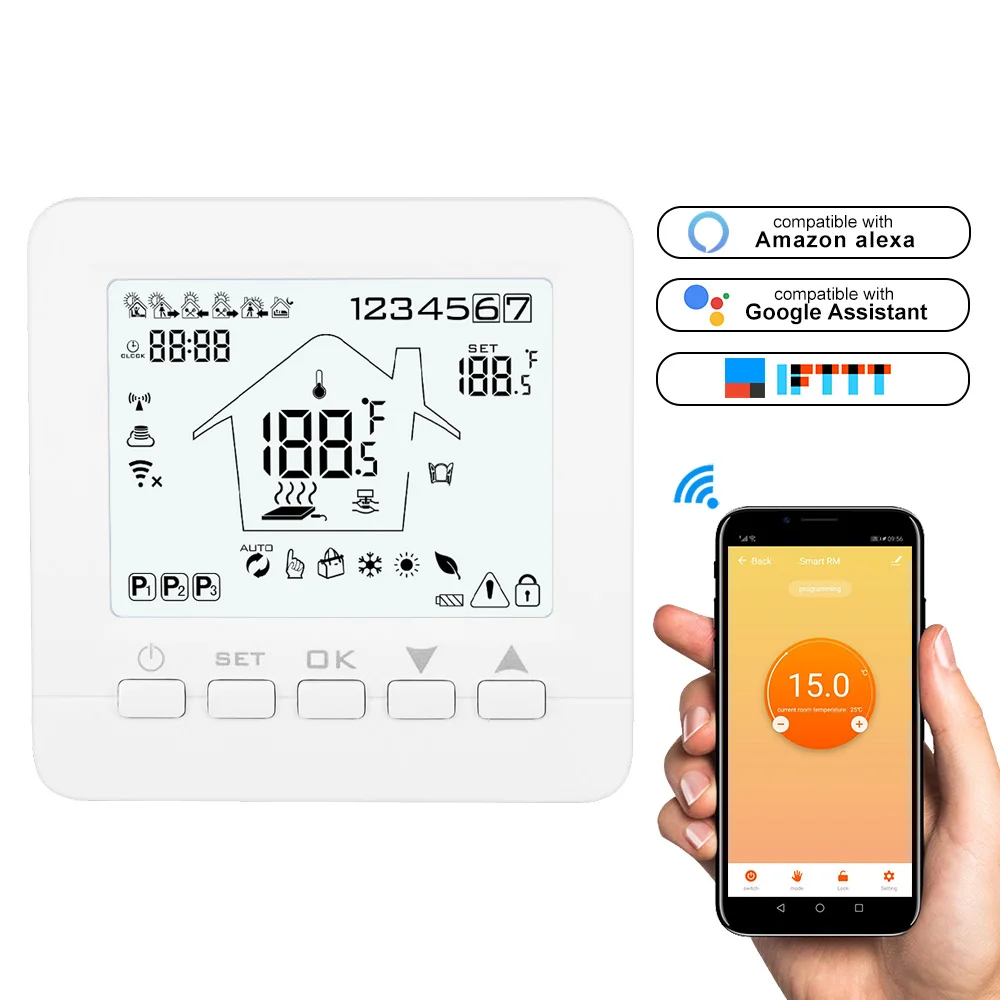 WIFI Thermostat Smart Thermostat Gas Boiler /Water/ Electric Floor Heating WIFI Controlled Thermostat Voice 16A/3A
WIFI Thermostat Smart Thermostat Gas Boiler /Water/ Electric Floor Heating WIFI Controlled Thermostat Voice 16A/3A