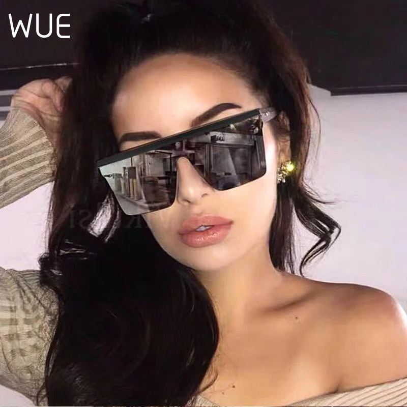 Модные женские солнцезащитные очки WUE 2021 большие с большой оправой ветрозащитные