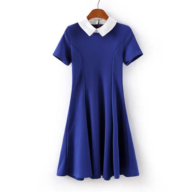 Fashion autumn and winter knitted doll collar contrast color slim short-sleeved dress for children
Fashion autumn and winter knitted doll collar contrast color slim short-sleeved dress for children