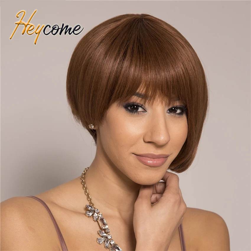 Heycome Brazilian Brown Color Straight Pixie Cut Human Hair Wigs Full Machine Made Glueless Short Bob Wigs With Bangs Remy Hair
Heycome Brazilian Brown Color Straight Pixie Cut Human Hair Wigs Full Machine Made Glueless Short Bob Wigs With Bangs Remy Hair
