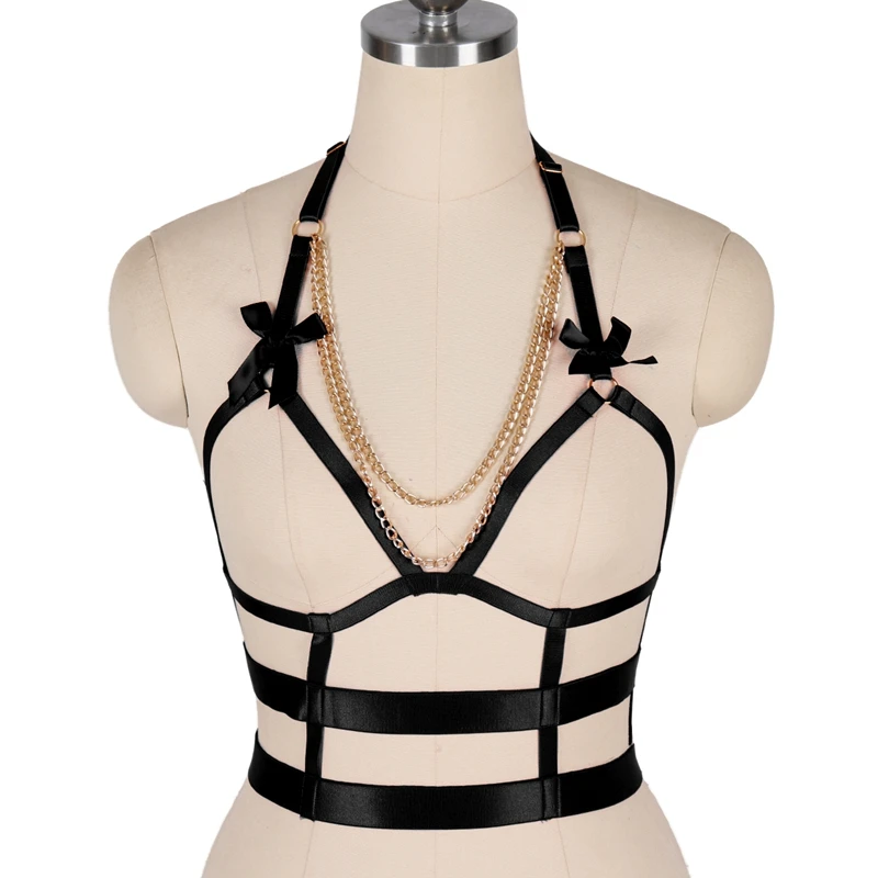 Metal Chain Necklace Necklace Bow Harness Bra Sexy Open Chest Bra Bondage Body Cage Gothic Body Harness Belt Suspenders Lingerie
Metal Chain Necklace Necklace Bow Harness Bra Sexy Open Chest Bra Bondage Body Cage Gothic Body Harness Belt Suspenders Lingerie