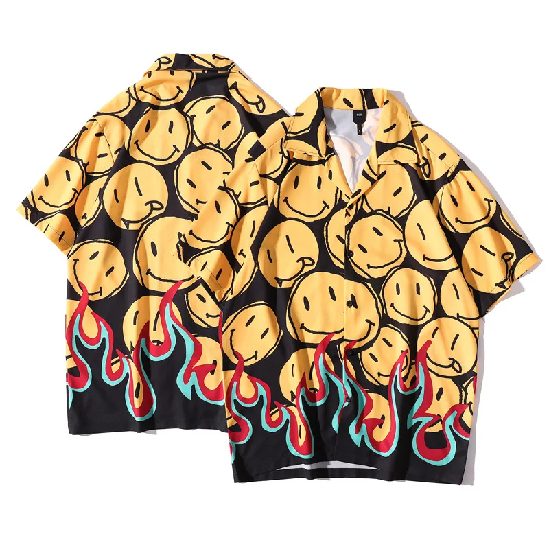 Summer New Streetwear Print Smiley Face Blouse Hip Hop Punk Flame Blouses Feamle Harajuku Short-sleeve Couple Inch Shirts Unisex
Summer New Streetwear Print Smiley Face Blouse Hip Hop Punk Flame Blouses Feamle Harajuku Short-sleeve Couple Inch Shirts Unisex