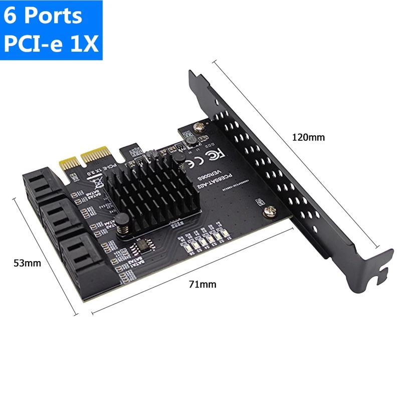 6Gbps SATA 3.0 to PCI-E Controller Card 6 Ports SATAIII PCIe Expansion Card PCI Express Adapter Converter
6Gbps SATA 3.0 to PCI-E Controller Card 6 Ports SATAIII PCIe Expansion Card PCI Express Adapter Converter