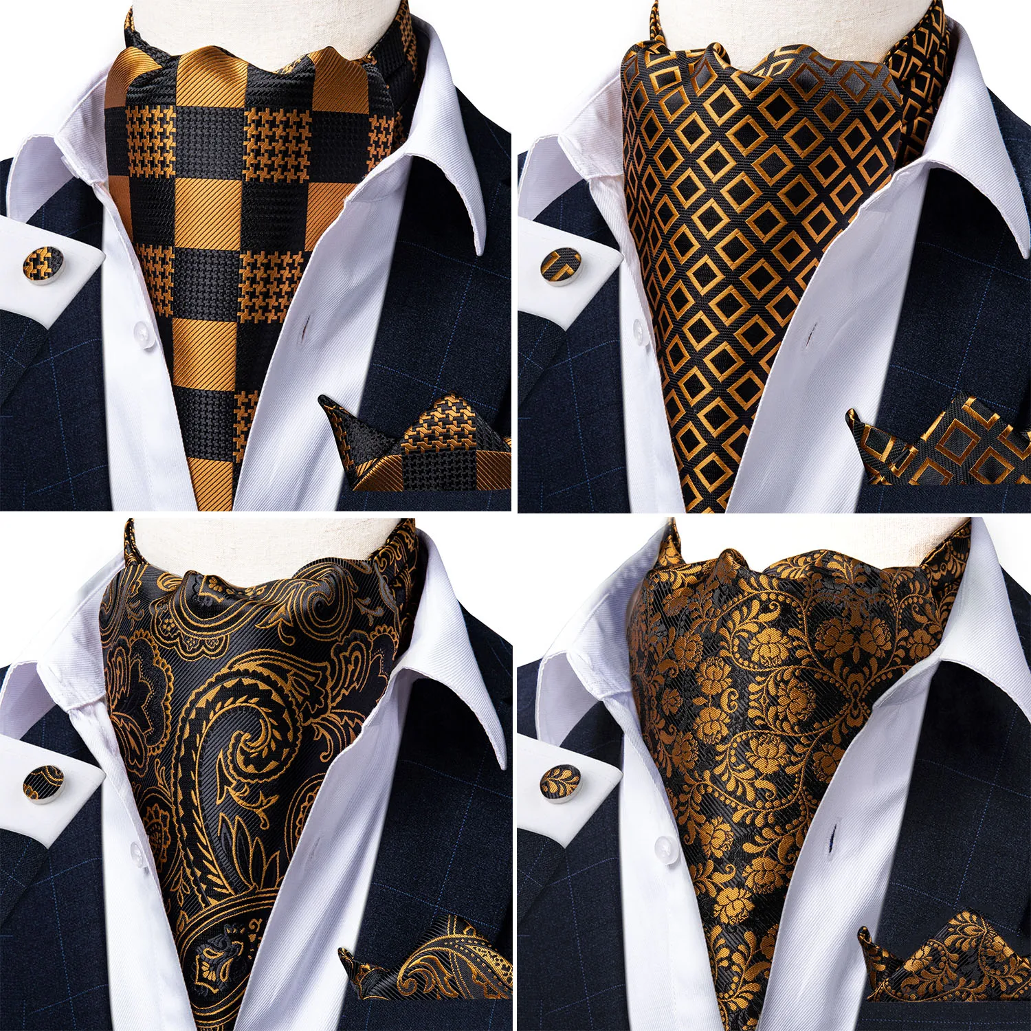 Men Vintage Floral Paisley Gold Black Wedding Formal Cravat Ascot Scrunch Self Tie British Style Luxury Silk Neck Tie DiBanGu
Men Vintage Floral Paisley Gold Black Wedding Formal Cravat Ascot Scrunch Self Tie British Style Luxury Silk Neck Tie DiBanGu