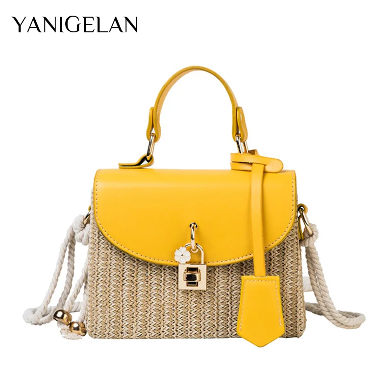 Fashion Straw+Leather Bohemia Square Bags Ladies Rattan Handmade Woven Pack Beach Handbags Bolso Feminina Quality Crossbody Bags 
Fashion Straw+Leather Bohemia Square Bags Ladies Rattan Handmade Woven Pack Beach Handbags Bolso Feminina Quality Crossbody Bags
