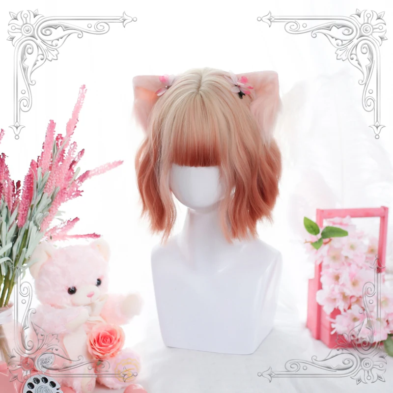 Female Short Wavy Bangs Lolita Wig Golden Orange Gradual Change And Light Brown Women Slight Curly Wigs Cosplay Party
Female Short Wavy Bangs Lolita Wig Golden Orange Gradual Change And Light Brown Women Slight Curly Wigs Cosplay Party