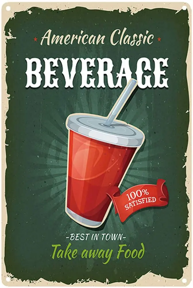 Retro Design Beverage Take Away Food Tin Metal Signs Wall Art | Thick Tinplate Print Poster Wall Decoration for Kitchen
Retro Design Beverage Take Away Food Tin Metal Signs Wall Art | Thick Tinplate Print Poster Wall Decoration for Kitchen