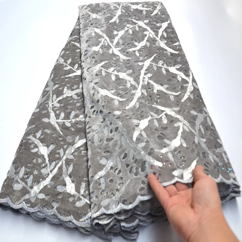 2020 Latest Velvet sequined lace fabric French Nigerian Lace Fabrics High Quality Laser cut African Fabric with stone mv324 | Дом и сад