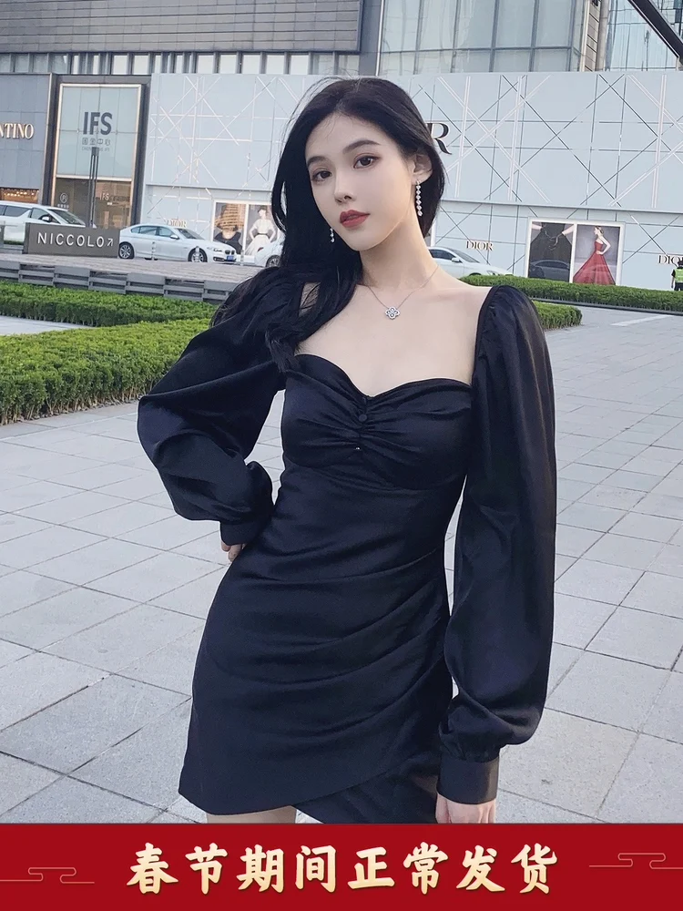 super fairy black long sleeve small fragrance dress for women in autumn and winter
super fairy black long sleeve small fragrance dress for women in autumn and winter