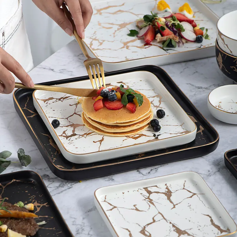 Creative Steak Square Tableware Set Marble Western Dish Ceramic Plate Sushi Desserts Tray
Creative Steak Square Tableware Set Marble Western Dish Ceramic Plate Sushi Desserts Tray