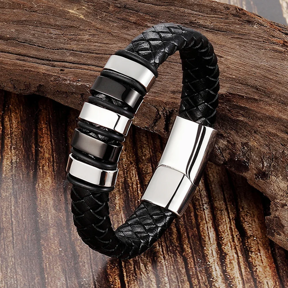 2020 8 Style Choose Cool Genuine Leather Black Gold Creative Design Stainless Steel Magnetic Buckle Charm Men Leather Bracelet
2020 8 Style Choose Cool Genuine Leather Black Gold Creative Design Stainless Steel Magnetic Buckle Charm Men Leather Bracelet