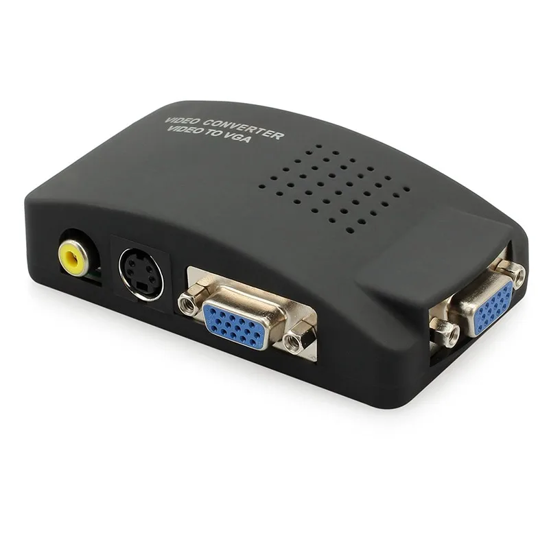 Композитный конвертер RCA AV S-Video в VGA приставка CC TV DVR ПК ноутбук ТВ-проектор вход