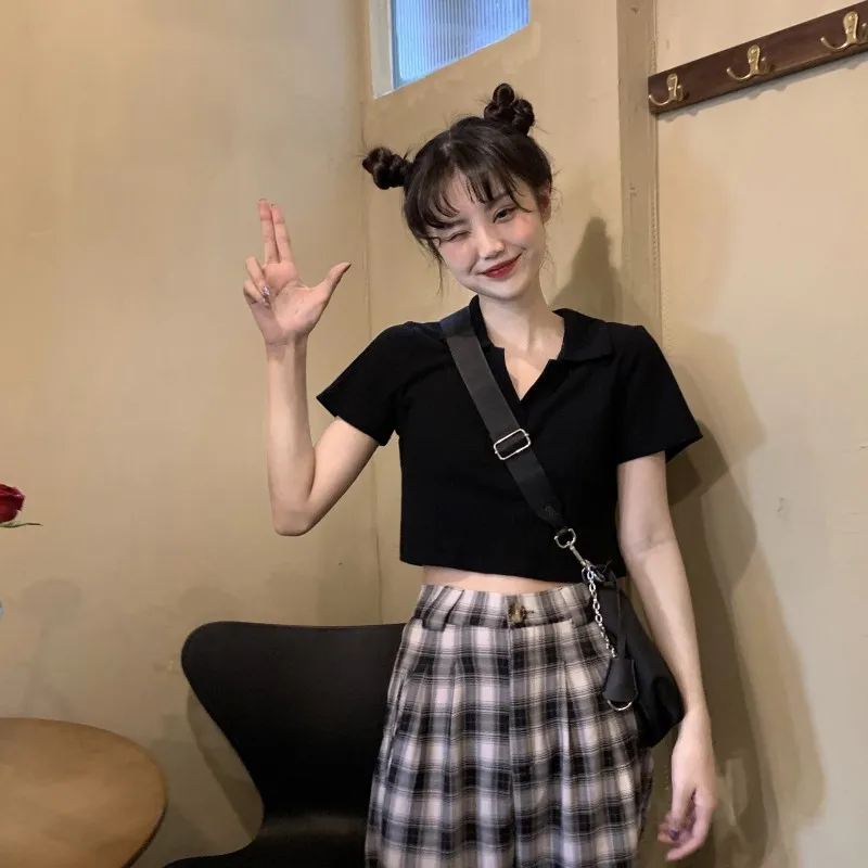 Summer The New T-Shirts Turn-down Collar Sweet Maiden Wind Fashion Women Clothing Slim Off Shoulder Top Korean Clothes Ins Tide
Summer The New T-Shirts Turn-down Collar Sweet Maiden Wind Fashion Women Clothing Slim Off Shoulder Top Korean Clothes Ins Tide
