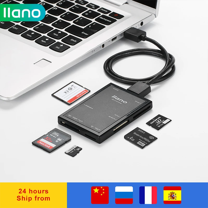 

LLANO SD Card Reader Flash Memory Card Adapter Micro SD TF CF MS USB 3.0 for MAC OS/Laptop/Camera/Windows OTG Smart CardReader