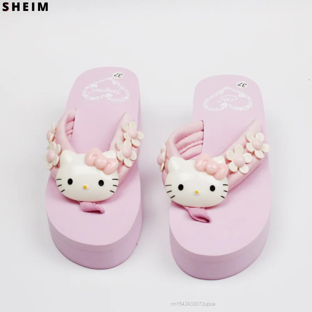 Шлепанцы Sanrio женские на высоком каблуке сланцы с рисунком Hello Kitty симпатичные 2021 |