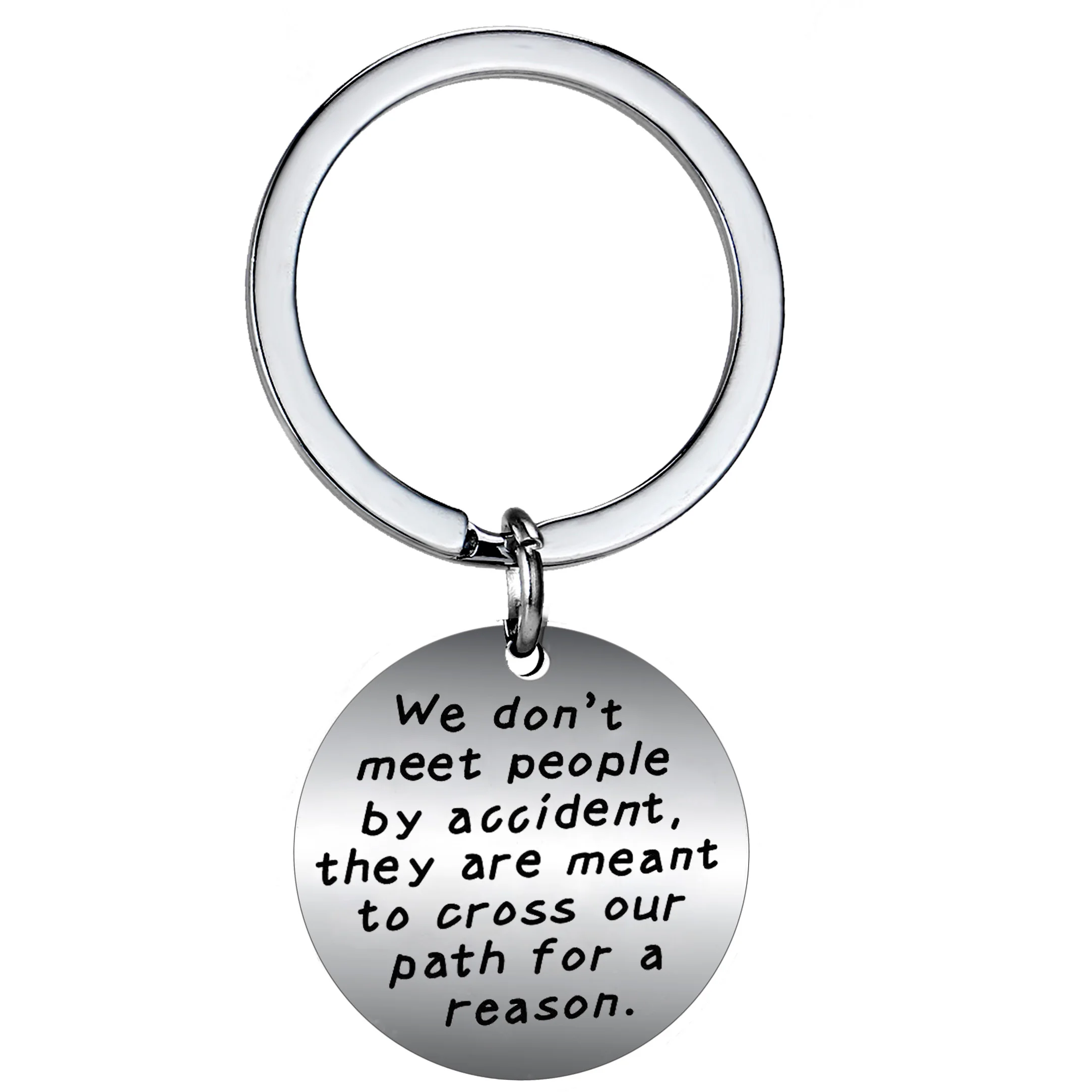 

36PCs We Don't Meet People By Accident Keyrings Round Pendant Stainless Steel Charm Keychains Colleague Best Friend Jewelry Gift