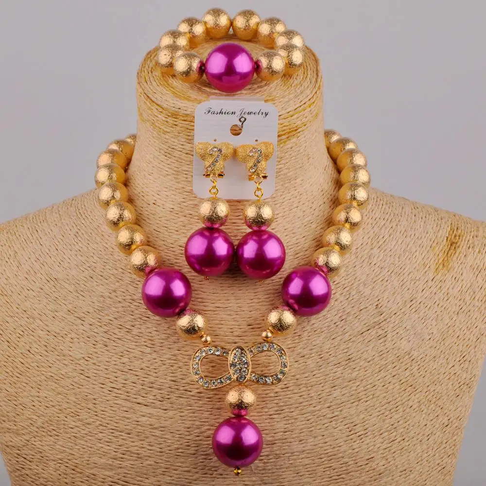 Fashion African Wedding Women Fuchsia Pink Glass Pearl Necklace Nigerian Bride Wedding Dress Ornaments Wedding Jewelry Set SH-93
Fashion African Wedding Women Fuchsia Pink Glass Pearl Necklace Nigerian Bride Wedding Dress Ornaments Wedding Jewelry Set SH-93