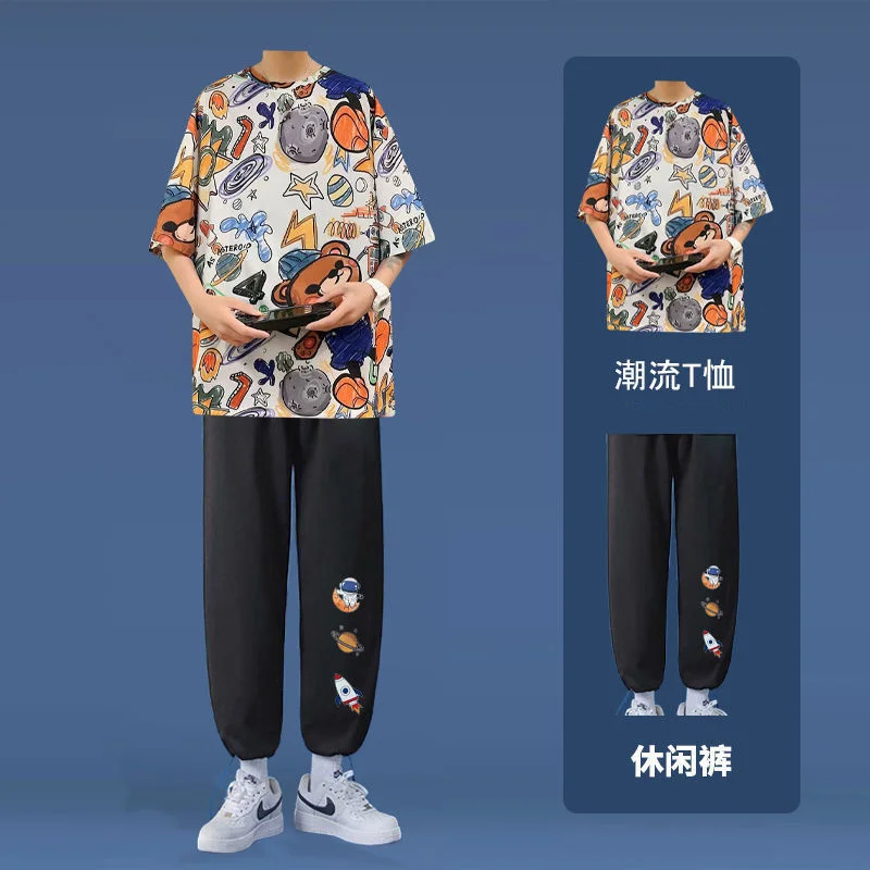 One set of clothes men's Hong Kong Style 5 / sleeve Korean fashion loose 9 / 4 Pants student two piece leisure sports suit
One set of clothes men's Hong Kong Style 5 / sleeve Korean fashion loose 9 / 4 Pants student two piece leisure sports suit