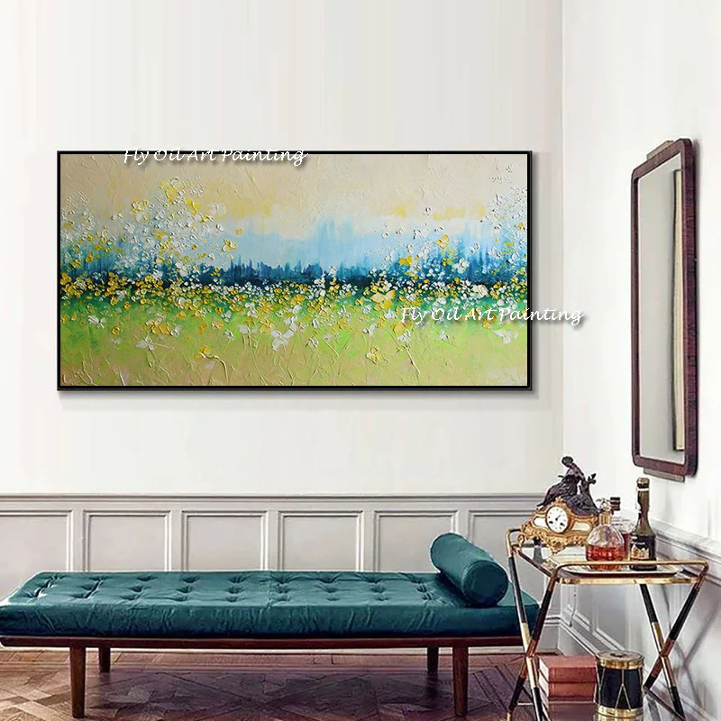 

Green Grass oil painting spring nature 100% handmade paintings coloring on canvas living room decoration Canvas Art High Quality