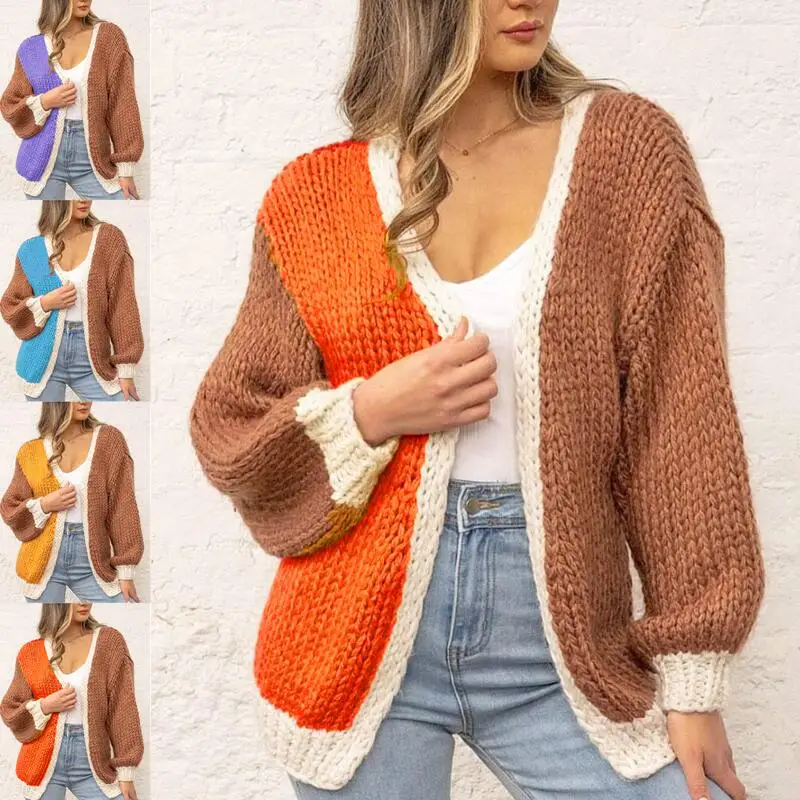 Women Autumn Winter Knitted Sweaters Ladies Spell colour Long Sleeve Cardigans Outerwear Warm Front Open Sweater Coats
Women Autumn Winter Knitted Sweaters Ladies Spell colour Long Sleeve Cardigans Outerwear Warm Front Open Sweater Coats