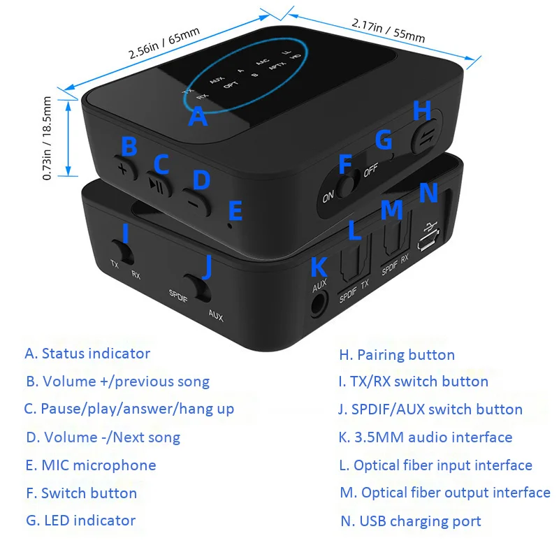 Bluetooth 5.0 Adapter 2 in 1 Bluetooth Transmitter Receiver AUX 3.5Mm Bluetooth Audio Adapter for Audio Headphones
Bluetooth 5.0 Adapter 2 in 1 Bluetooth Transmitter Receiver AUX 3.5Mm Bluetooth Audio Adapter for Audio Headphones