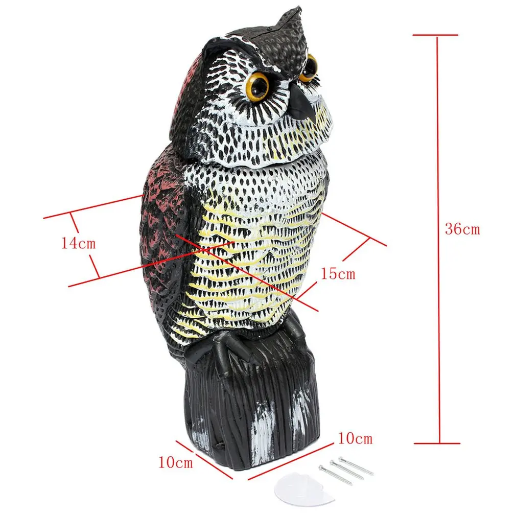 Realistic Owl Decoy with Rotating Head Garden Protection Repellent Bird Pest Scarer Scarecrow Hunting Decoys for Hunter
Realistic Owl Decoy with Rotating Head Garden Protection Repellent Bird Pest Scarer Scarecrow Hunting Decoys for Hunter