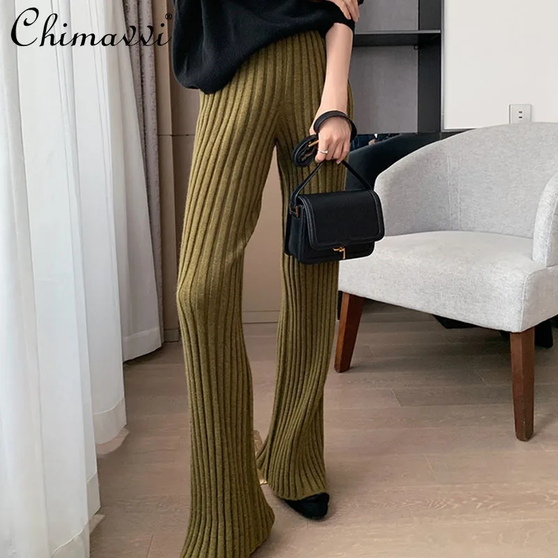 Knitted Wide Leg Pants Women's Autumn Winter 2021 High Waist Drape Straight Leg Trousers Lady Loose Stripe Casual Pants
Knitted Wide Leg Pants Women's Autumn Winter 2021 High Waist Drape Straight Leg Trousers Lady Loose Stripe Casual Pants
