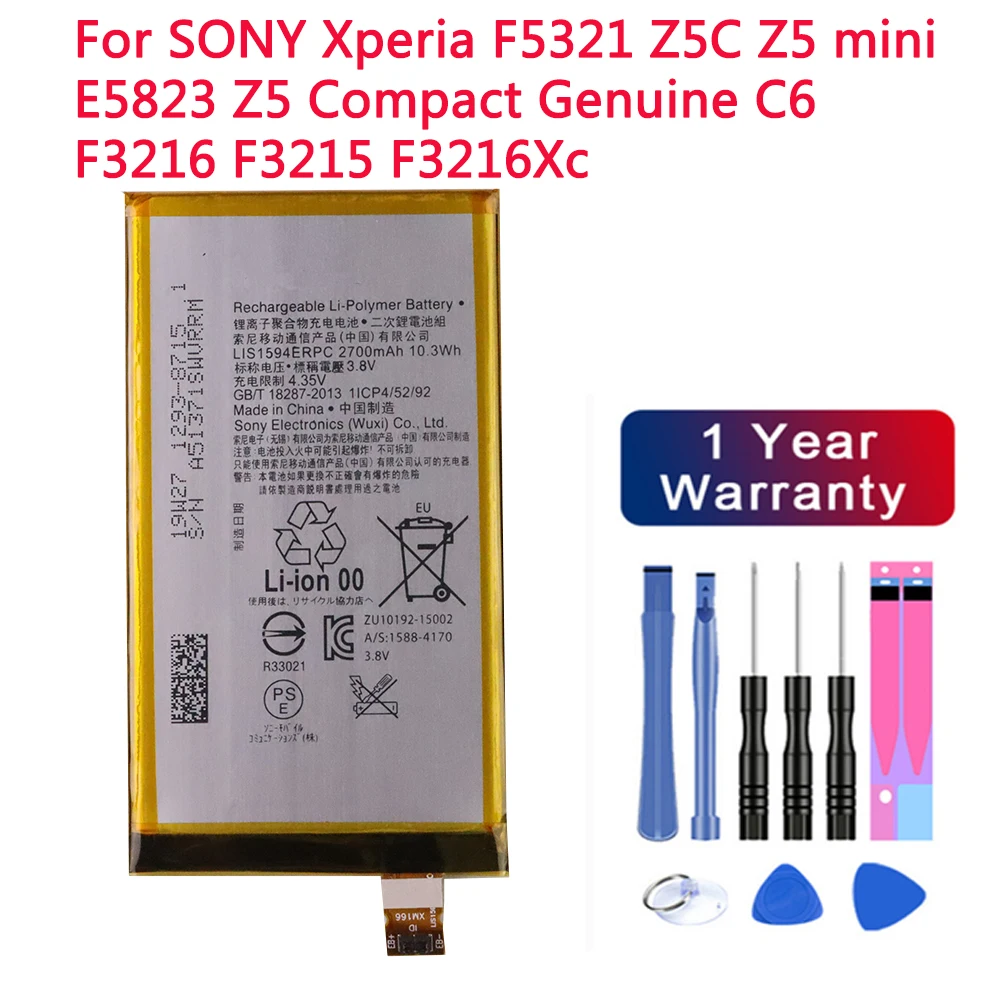 LIS1594ERPC Battery For SONY Xperia F5321 Z5C Z5 mini E5823 Compact Genuine C6 F3216 F3215 F3216Xc 2700mAh | Мобильные телефоны и