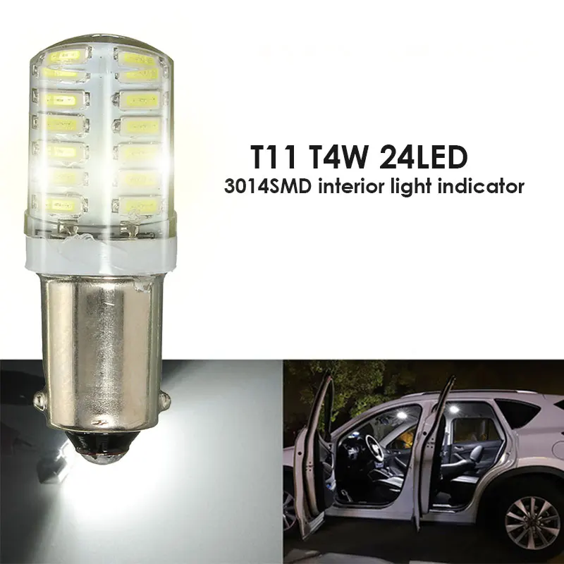 

Яркий долговечный 12V T11 T4W сигнальные лампы сигнала светильник Авто бусины 24LED 3013SMD внутреннего освещения