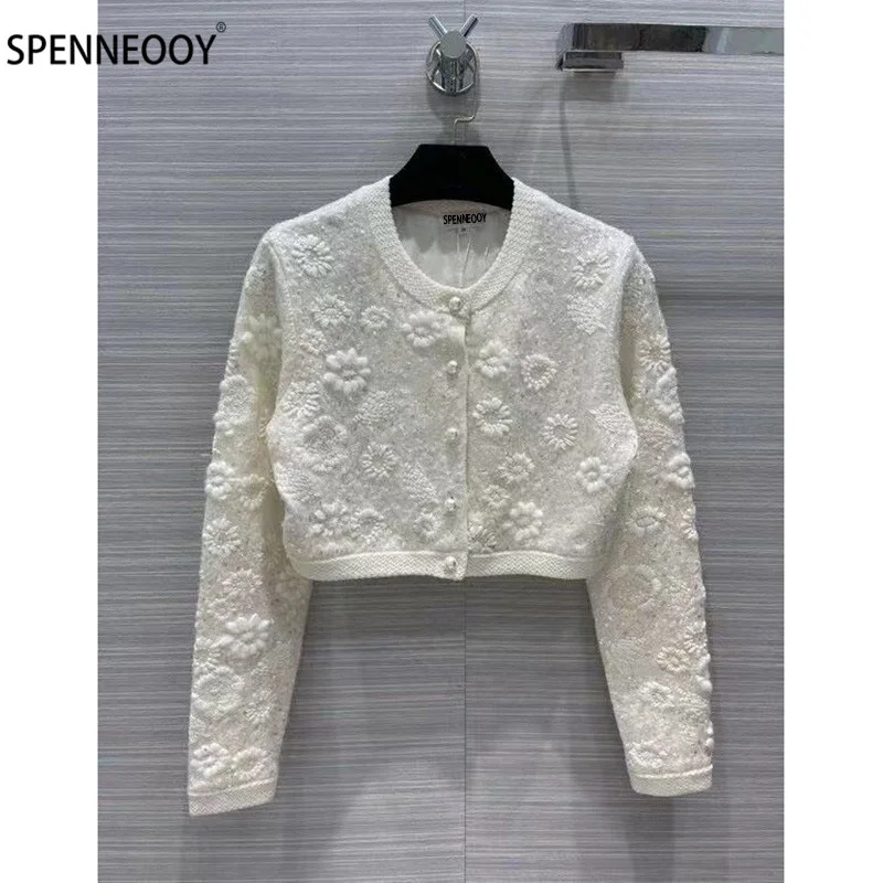 Женский вязаный кашемировый кардиган SPENNEOOY, дизайнерский высококачественный Шелковый кардиган с принтом камелии, белый свитер с вышивкой п...
Женский вязаный кашемировый кардиган SPENNEOOY, дизайнерский высококачественный Шелковый кардиган с принтом камелии, белый свитер с вышивкой п...