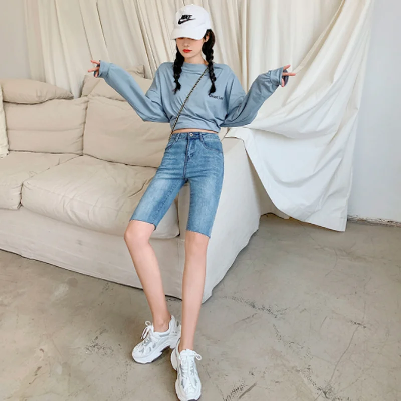 GOOHOJIO 2021 Summer New High Waist Slim Denim Shorts Women Fashion Shorts Ladies Sexy Fashionable Knee Length Trousers Female
GOOHOJIO 2021 Summer New High Waist Slim Denim Shorts Women Fashion Shorts Ladies Sexy Fashionable Knee Length Trousers Female