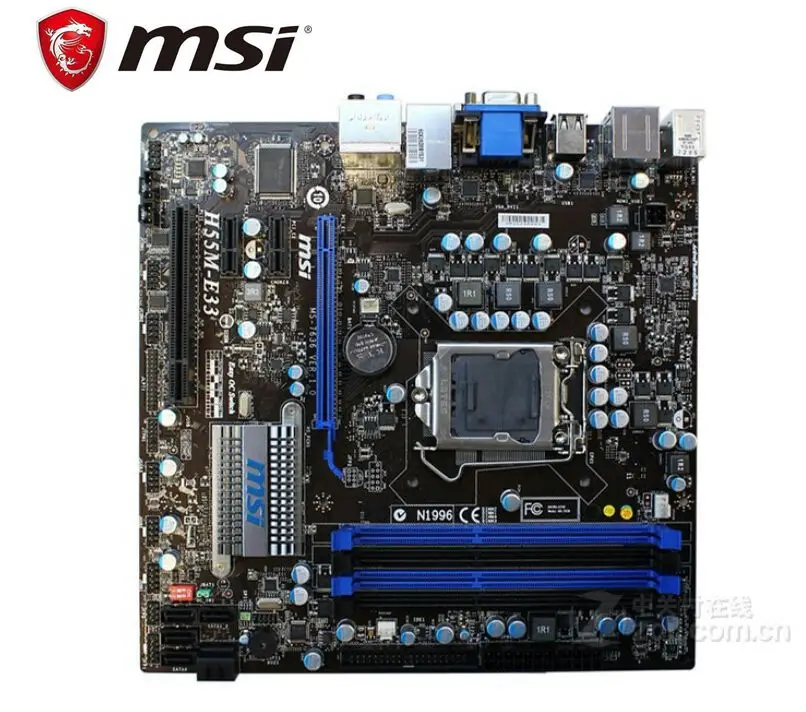 Оригинальная материнская плата MSI H55M E33 LGA 1156 DDR3 для процессора I3 I5 I7 16 Гб Micro ATX H55