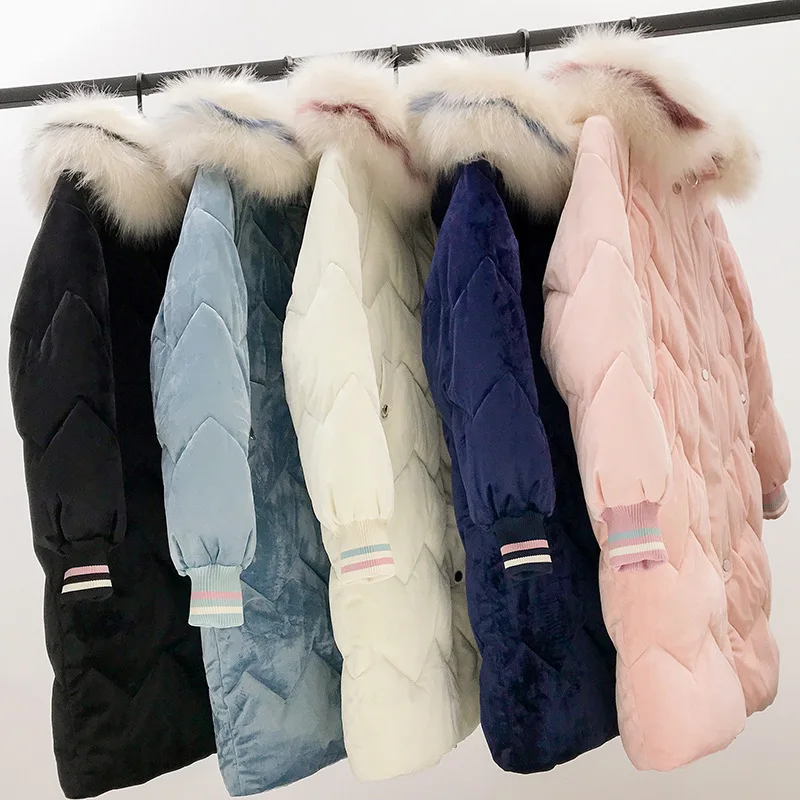 Зимняя новая Корейская версия длинная утолщенная хлопковая стеганая куртка с