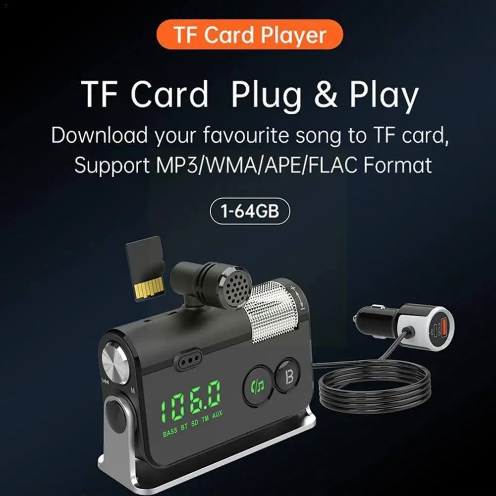 FM Transmitter Bluetooth 5.0 Car Kit Handsfree AUX Audio Mic QC3.0 PD 18W Charger Receiver USB with MP3 Player Removable X4M7
FM Transmitter Bluetooth 5.0 Car Kit Handsfree AUX Audio Mic QC3.0 PD 18W Charger Receiver USB with MP3 Player Removable X4M7