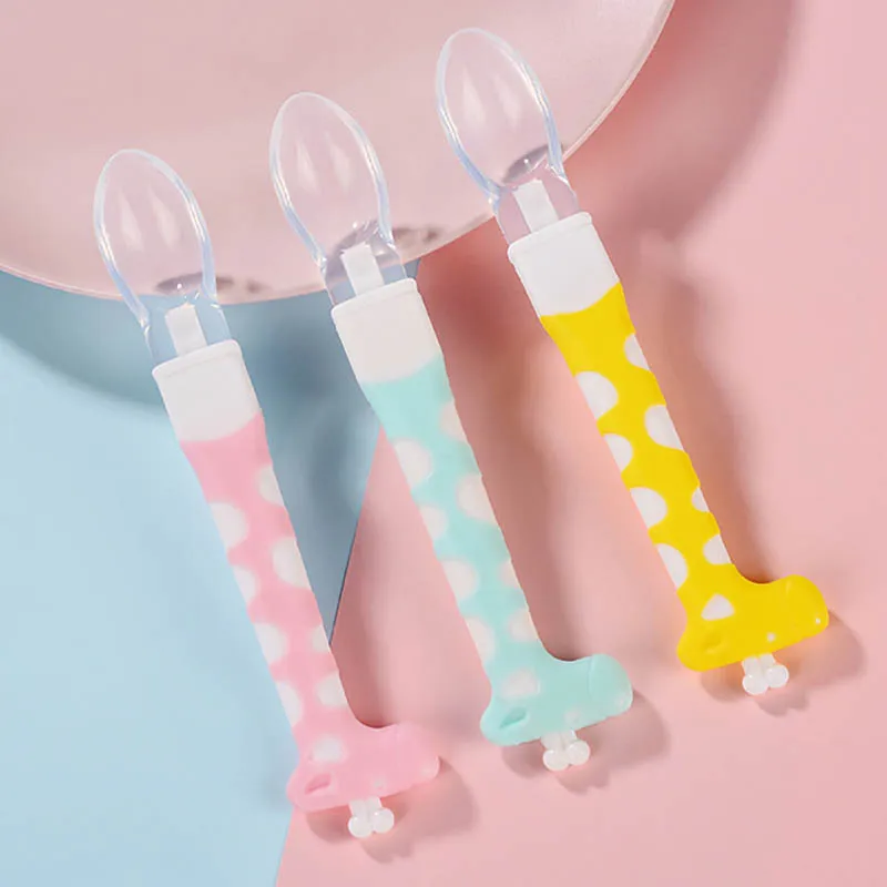 Cartoon Baby Training Spoon Silicone Tableware Cute Giraffe Non-slip Fit Tiny Mouth Heat Resistant Infant Feeding Supplies
Cartoon Baby Training Spoon Silicone Tableware Cute Giraffe Non-slip Fit Tiny Mouth Heat Resistant Infant Feeding Supplies