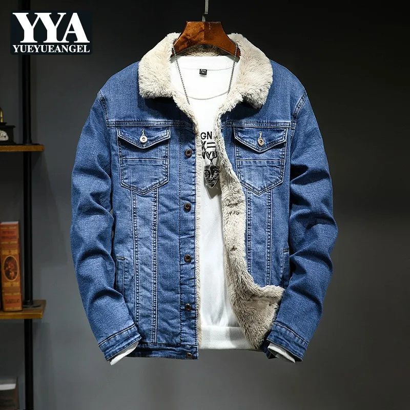 Winter Denim Jacket Men Street Warm Thicken Faux Lamb Wool Short Coat Fashion Single Breasted Cowboy Outerwear Plus Size 4XL
Winter Denim Jacket Men Street Warm Thicken Faux Lamb Wool Short Coat Fashion Single Breasted Cowboy Outerwear Plus Size 4XL