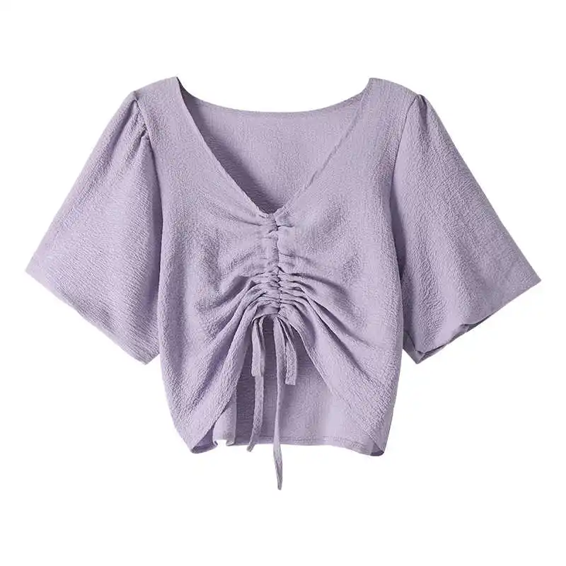 Hong Kong Style Salt Series Puff Sleeve Shirt Women's Design Sense Non-mainstream V-neck Short Sleeve French Style Retro Short
Hong Kong Style Salt Series Puff Sleeve Shirt Women's Design Sense Non-mainstream V-neck Short Sleeve French Style Retro Short